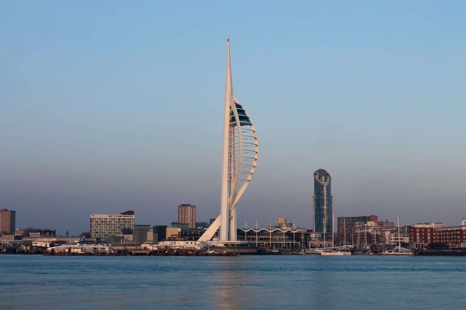 The Spinnaker Tower over Portsmouth Harbour at dusk